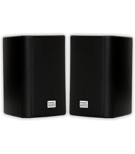 スピーカー Acoustic Audio AA321B Surround Speakers, Black, Set of 2 by Acoustic Audio by Goldwood Acoustic Audio AA321B Mountable Indoor Speakers-Complete